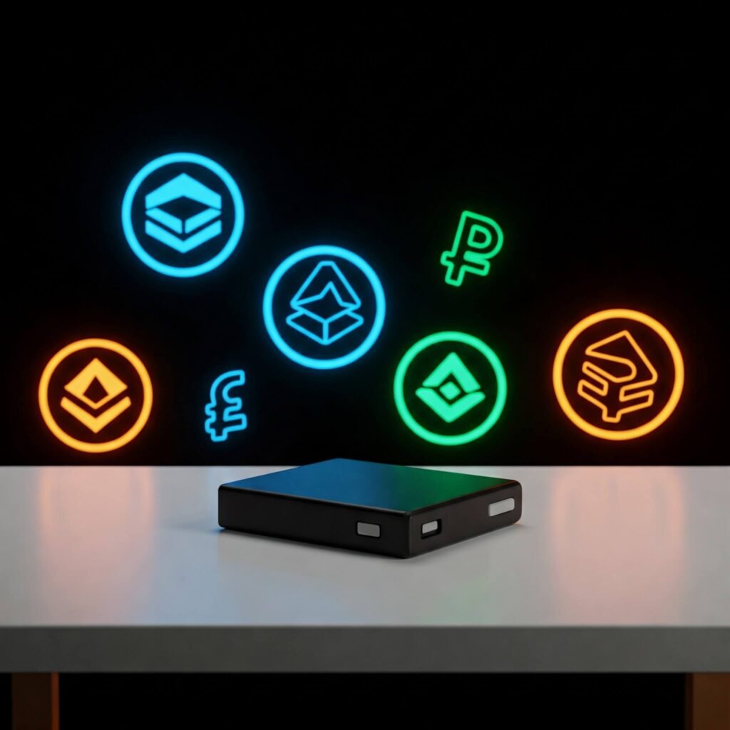 Hardware Wallet with Crypto Logos
