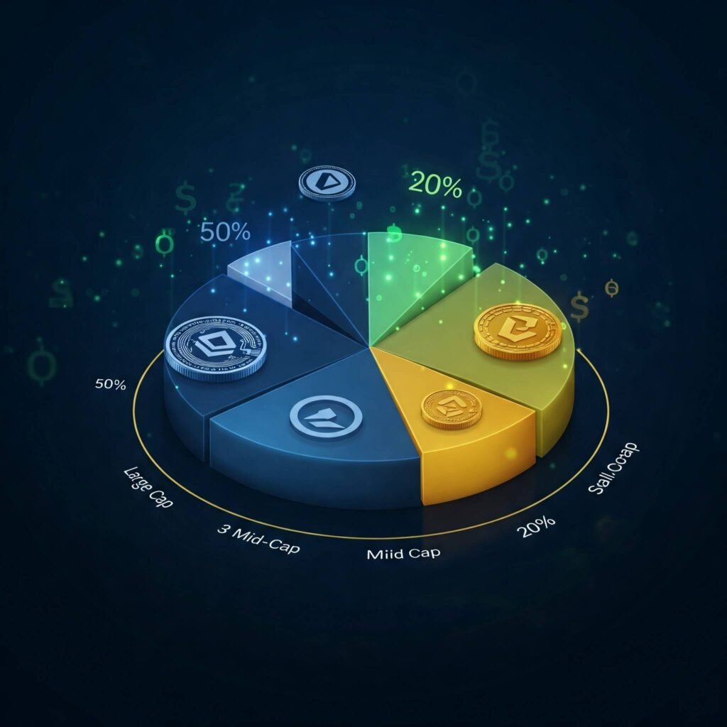 Diversified crypto portfolio pie chart