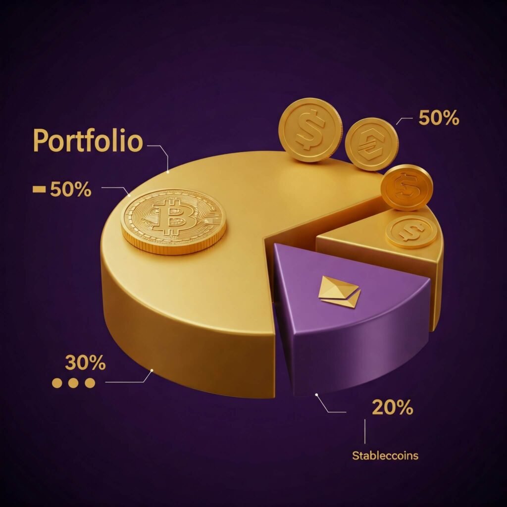 Diversified crypto portfolio pie chart.