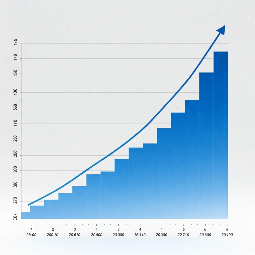 "Compound interest growth chart over time."